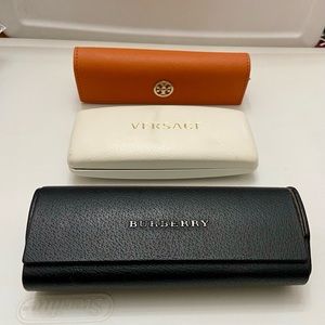 Three Sunglasses Cases- Burberry, Tory Burch and Versace